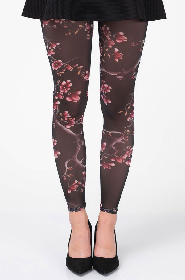 Cherry Bloom Footless Tights